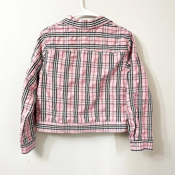 Vtg 90s Women Pink Black Jacket Button Up Medium Plaid Clueless Long Sleeve - Picture 3 of 8